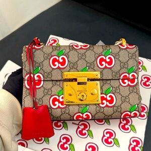 Gucci Limited Edition Padlock GG Apple Print Chain Shoulder Crossbody Bag w/ Box